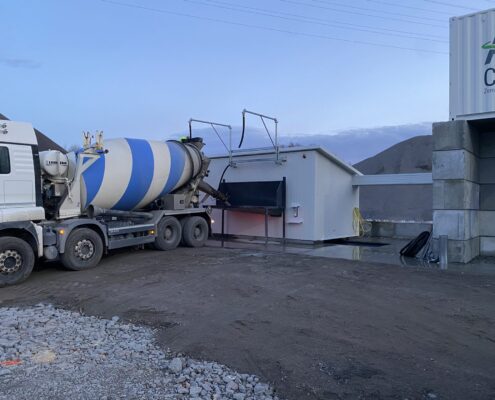 Recyclinganlage für Rückbeton Bild einer Auswaschtrommel